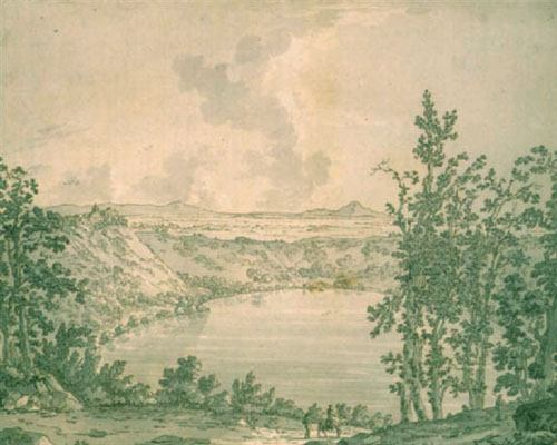 Carlo Labruzzi,Vue de Castel Gandolfo et du lac d'Albano ( ?, avant 1817, date indéterminée)